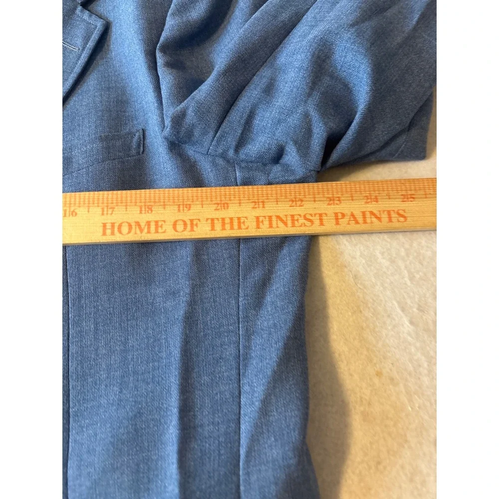 Stanley Blacker Blazer Men 38.5L Light Blue Gold Crest Button Preppy Sport Coat